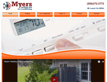 Tablet Screenshot of myersheatingandaircond.com